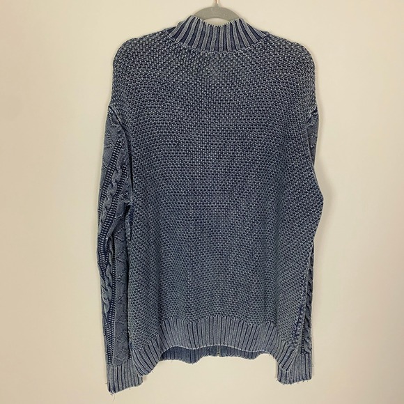 Carbon2Cobalt Stavanger Full Zip 3D Cable Cardigan Nordic Fisherman Linen Cotton - Picture 8 of 10